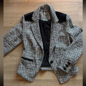 Free People Rodeo Houndstooth and Velvet Blazer